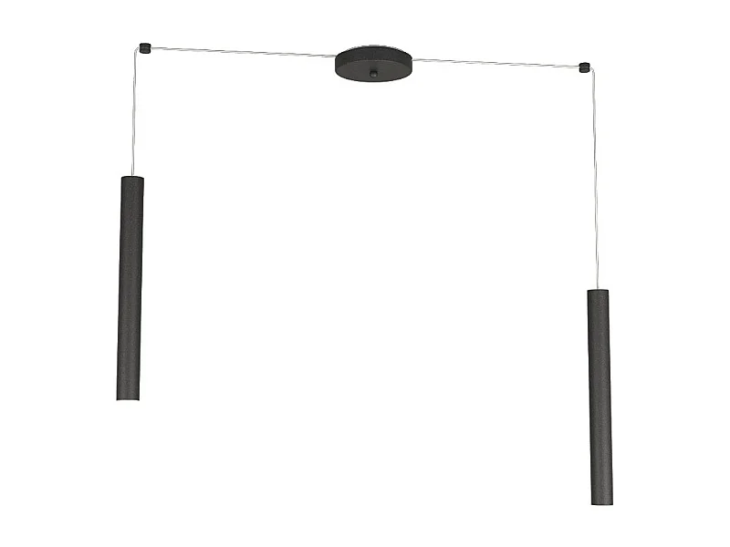 Round Tube Sospensione 2 Luci Nero Cavo Cm.250 Con Base