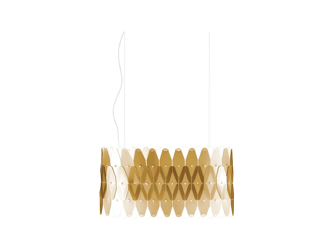 Lampadario Moderno Ovale Amanda Polilux ® New Gold E Metallo Cromo 3 Luci E27