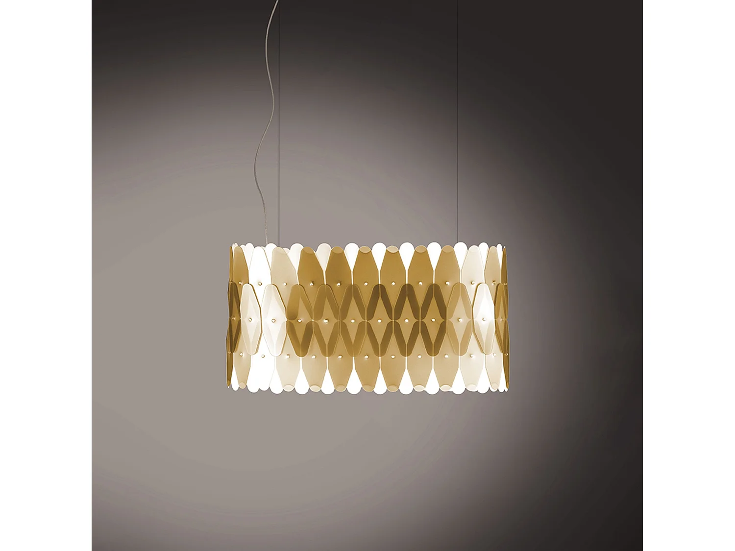 Lampadario Moderno Ovale Amanda Polilux ® New Gold E Metallo Cromo 3 Luci E27