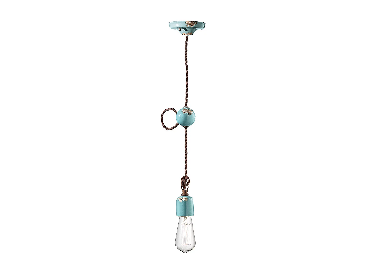 Sospensione Vintage Ceramica Azzurra 1 Luce E27
