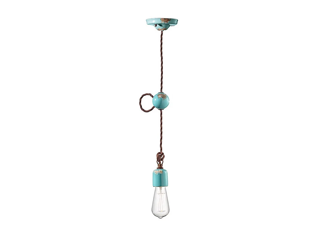 Sospensione Vintage Ceramica Azzurra 1 Luce E27
