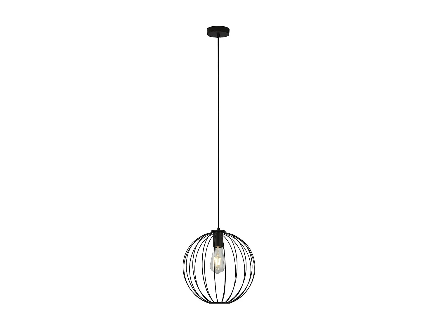 Sospensione Industrial-Nordico Rondo Acciaio Nero 1 Luce E27