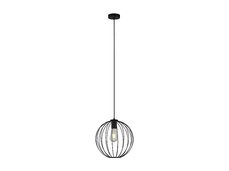 Sospensione Industrial-Nordico Rondo Acciaio Nero 1 Luce E27
