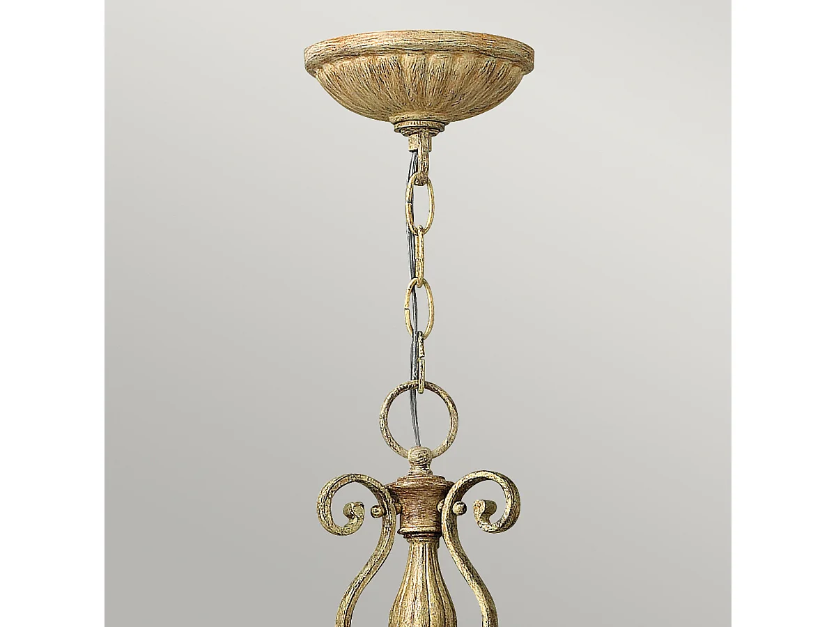 Elstead Carabel - Lampadario a sospensione a soffitto rotondo a 3 luci Champagne spazzolato, attacco E27