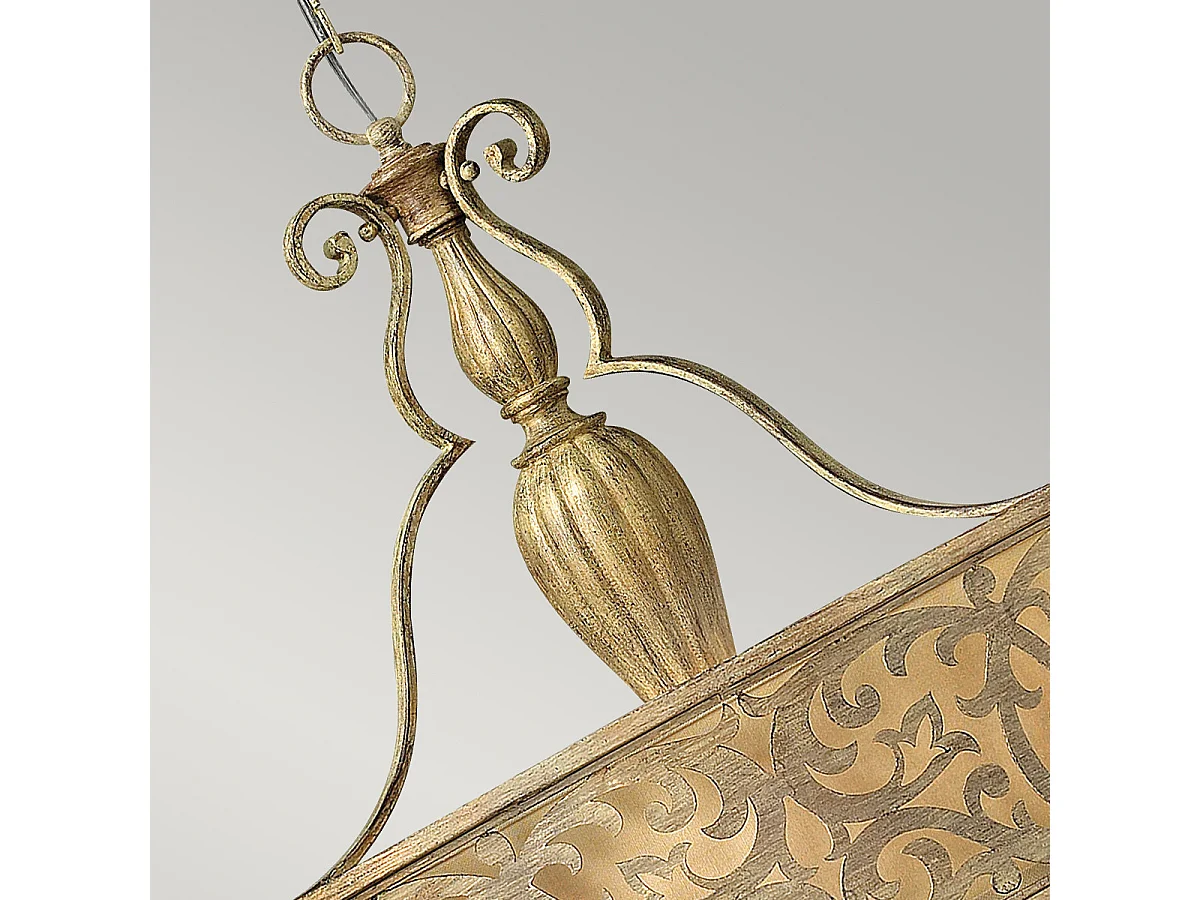 Elstead Carabel - Lampadario a sospensione a soffitto rotondo a 3 luci Champagne spazzolato, attacco E27