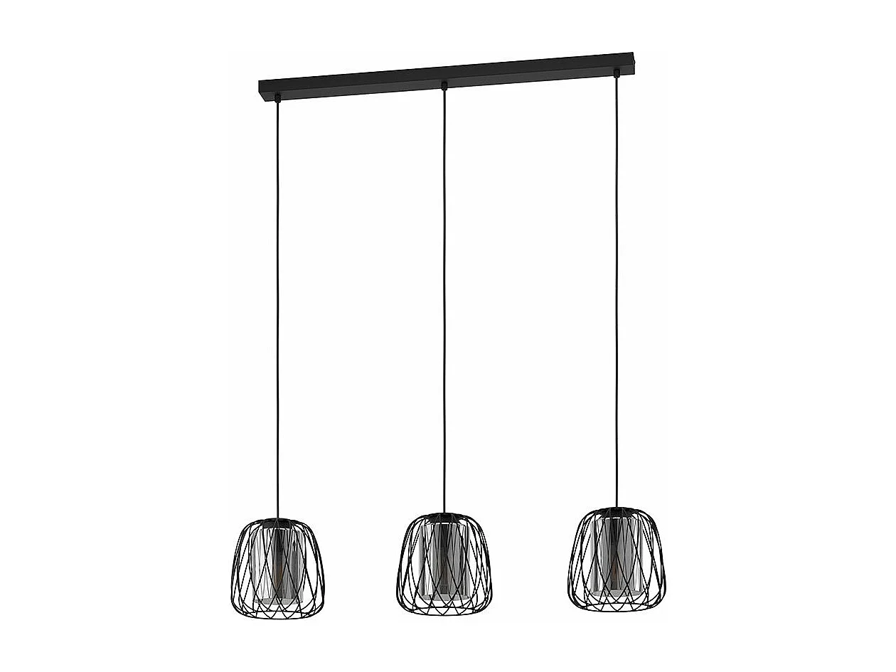 Lampadario Industrial Floresta 3 Luci Acciaio Nero
