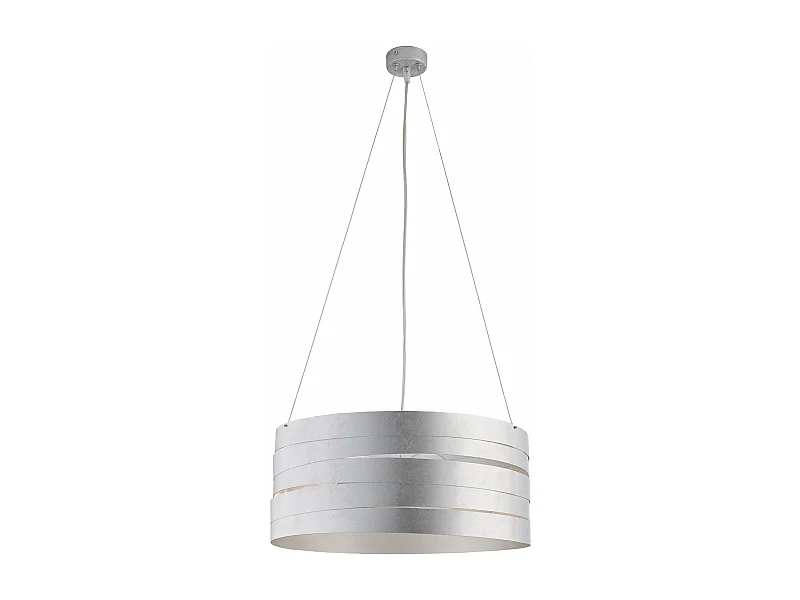 Mambo Suspension en fer laqué blanc décor argent antique et câbles en acier réglables 3 lumières 120 d.45 BL157-3-ARG