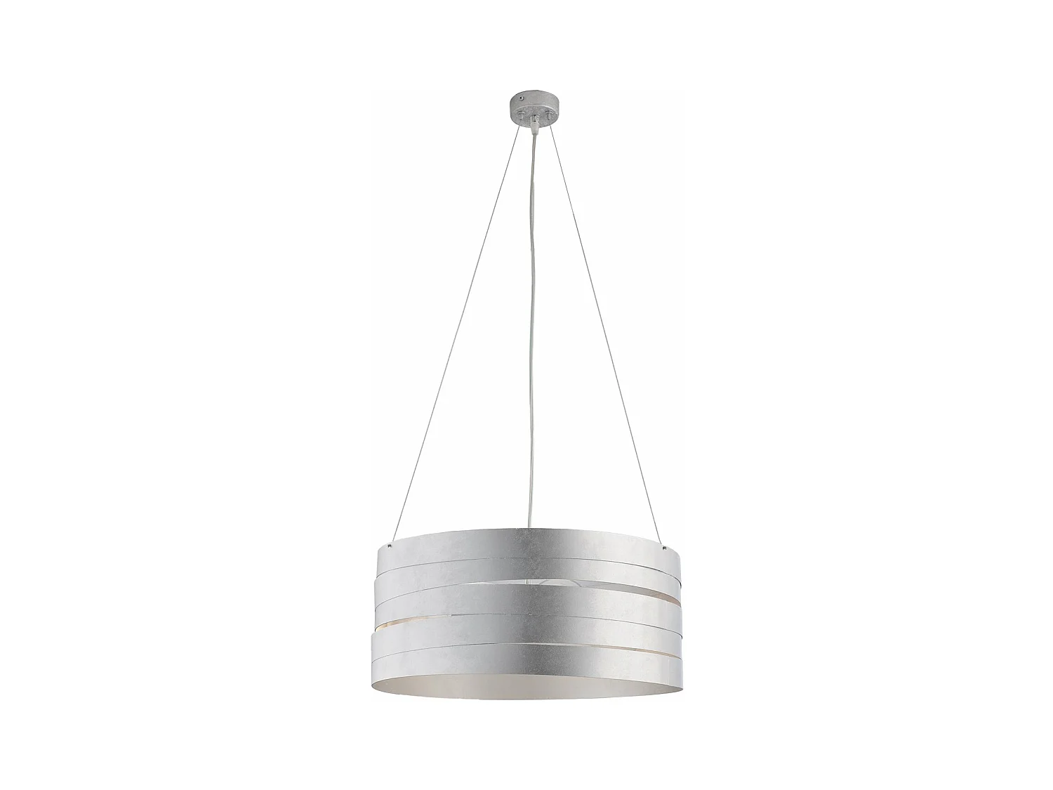 Mambo Suspension en fer laqué blanc décor argent antique et câbles en acier réglables 3 lumières 120 d.45 BL157-3-ARG