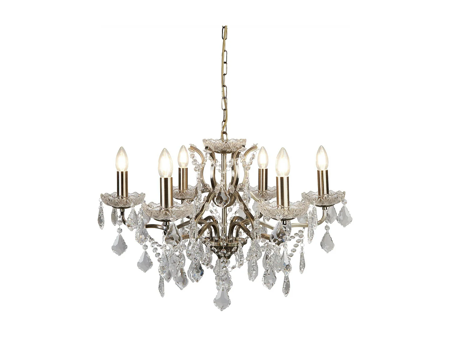 Klassischer Pariser Kronleuchter aus Stahl, Messing, transparentem Glas, 6 Lichter, E14