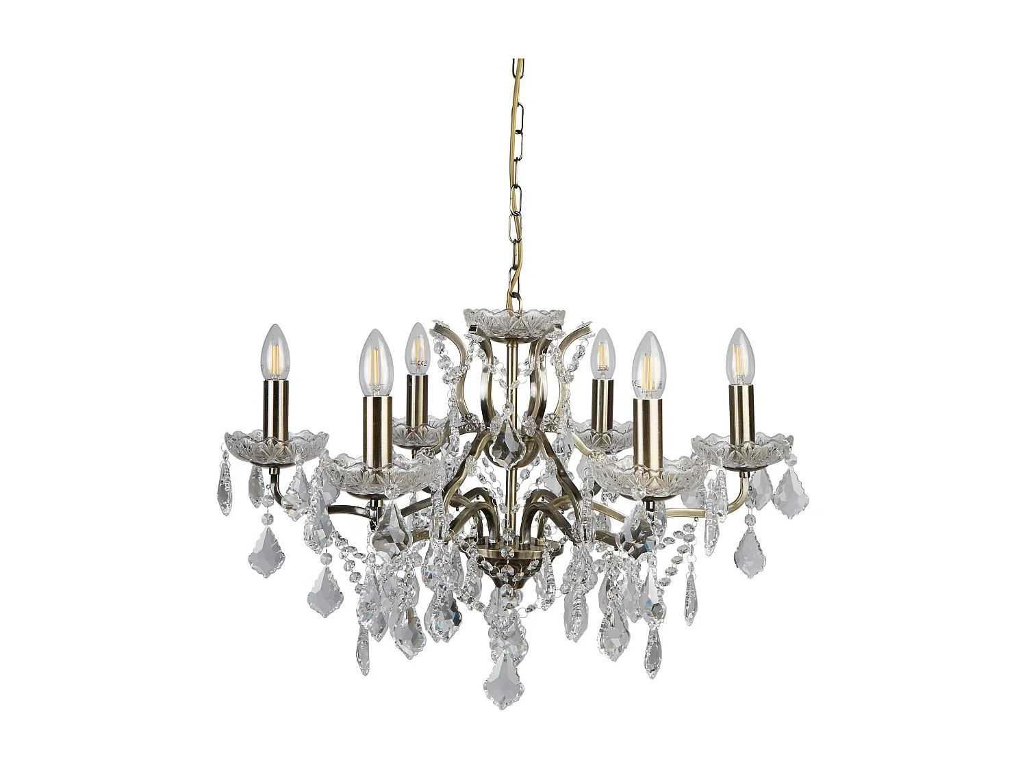 Searchlight Paris 6 ljus ljuskrona antik mssingsfinish, E14