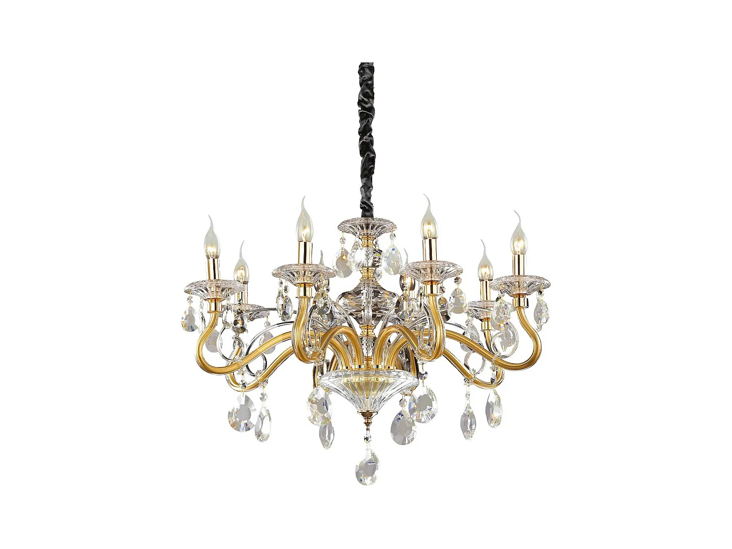 Ideal Lux Negresco Lustre à 8 ampoules au fini doré, E14