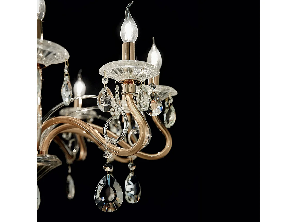 Ideal Lux Negresco - Lampadario a 8 Luci Finitura Oro, E14