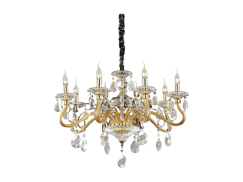 Ideal Lux Negresco - Lampadario a 8 Luci Finitura Oro, E14