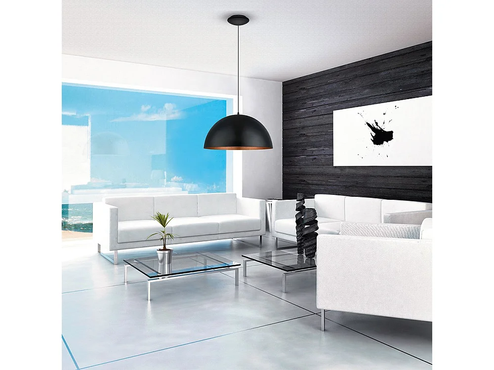 Lampadario Contemporaneo Gaetano 1 Luce Acciaio Nero E Rame