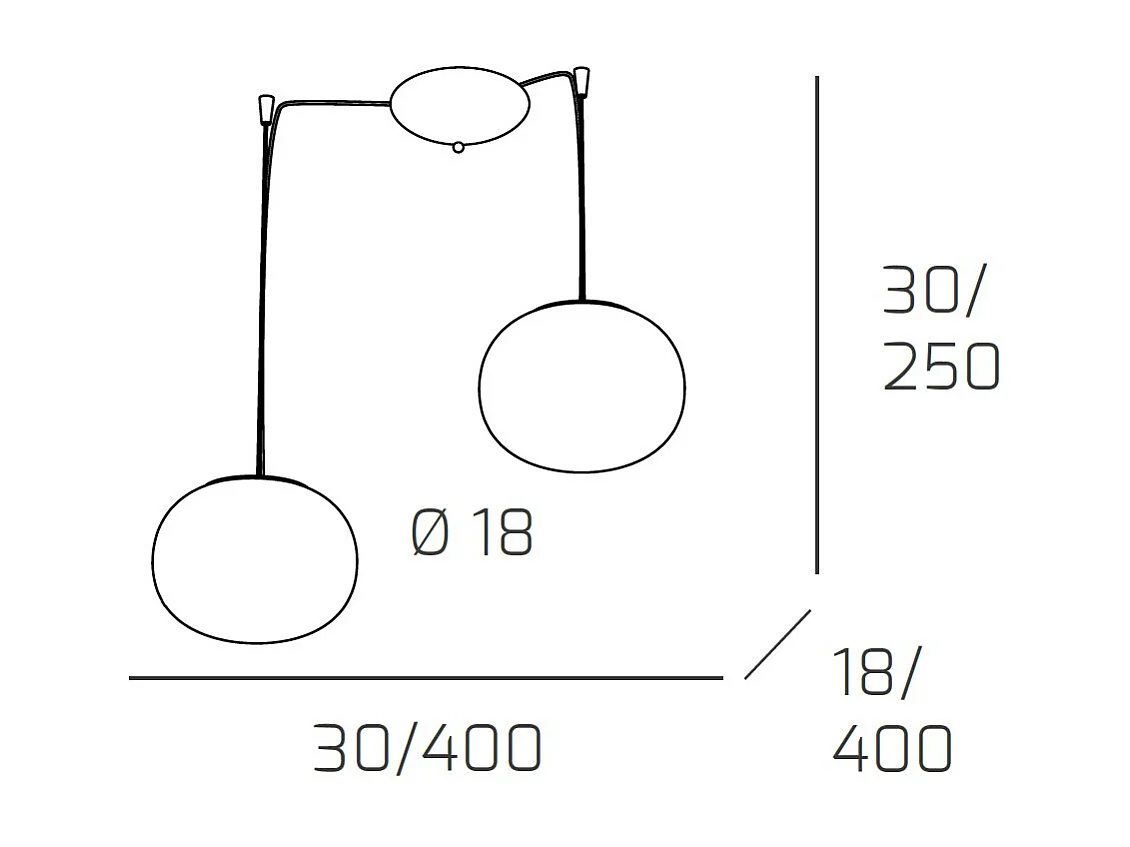 Soft Sospensione D.18 Cm. 2 Luci