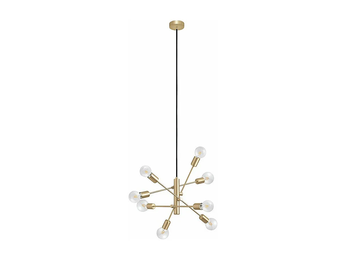 Lampadario Industrial Gradoli 1 8 Luci Acciaio Ottone Spazzolato