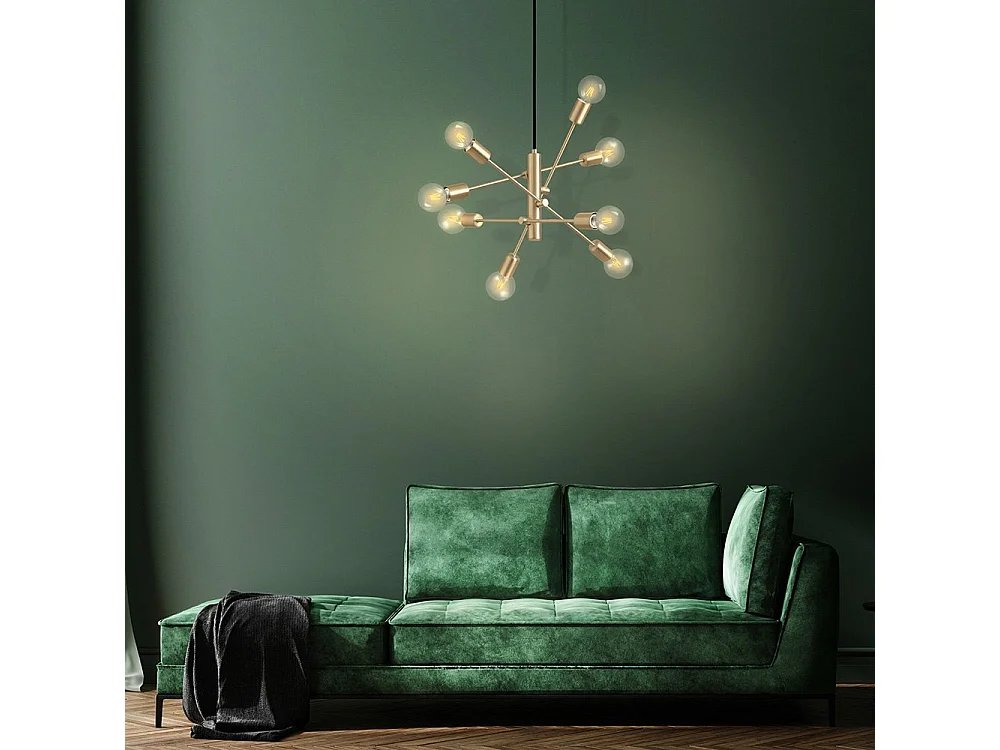 Lampadario Industrial Gradoli 1 8 Luci Acciaio Ottone Spazzolato