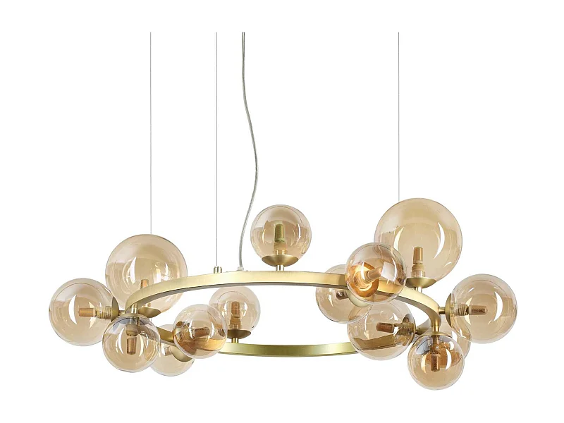 Ideal Lux PERLAGE Plafonnier suspendu globe à 14 lumières en laiton