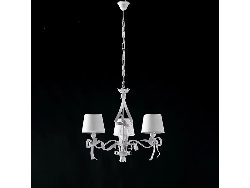 Lampadario Shabby Chic Bianco 3 Luci Lucy Bianco BeLight