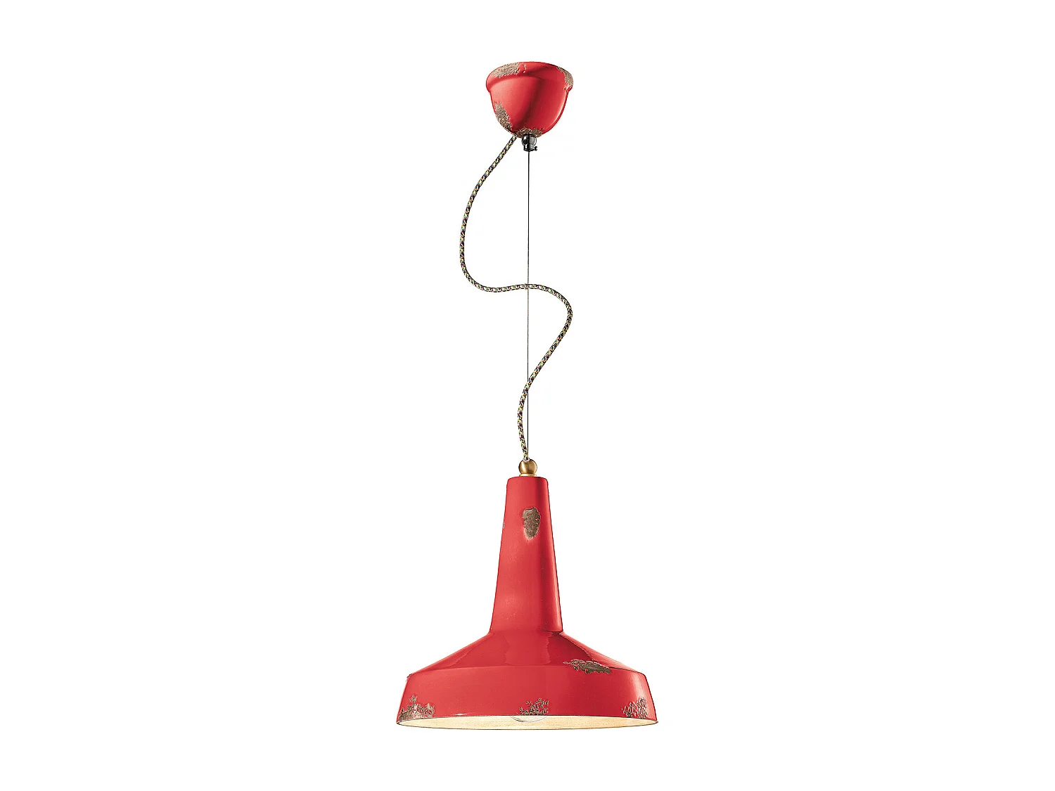 Lampadario Vintage Vague Vintage Ferro E Ceramica Rosso 1 Luce E27 35Cm