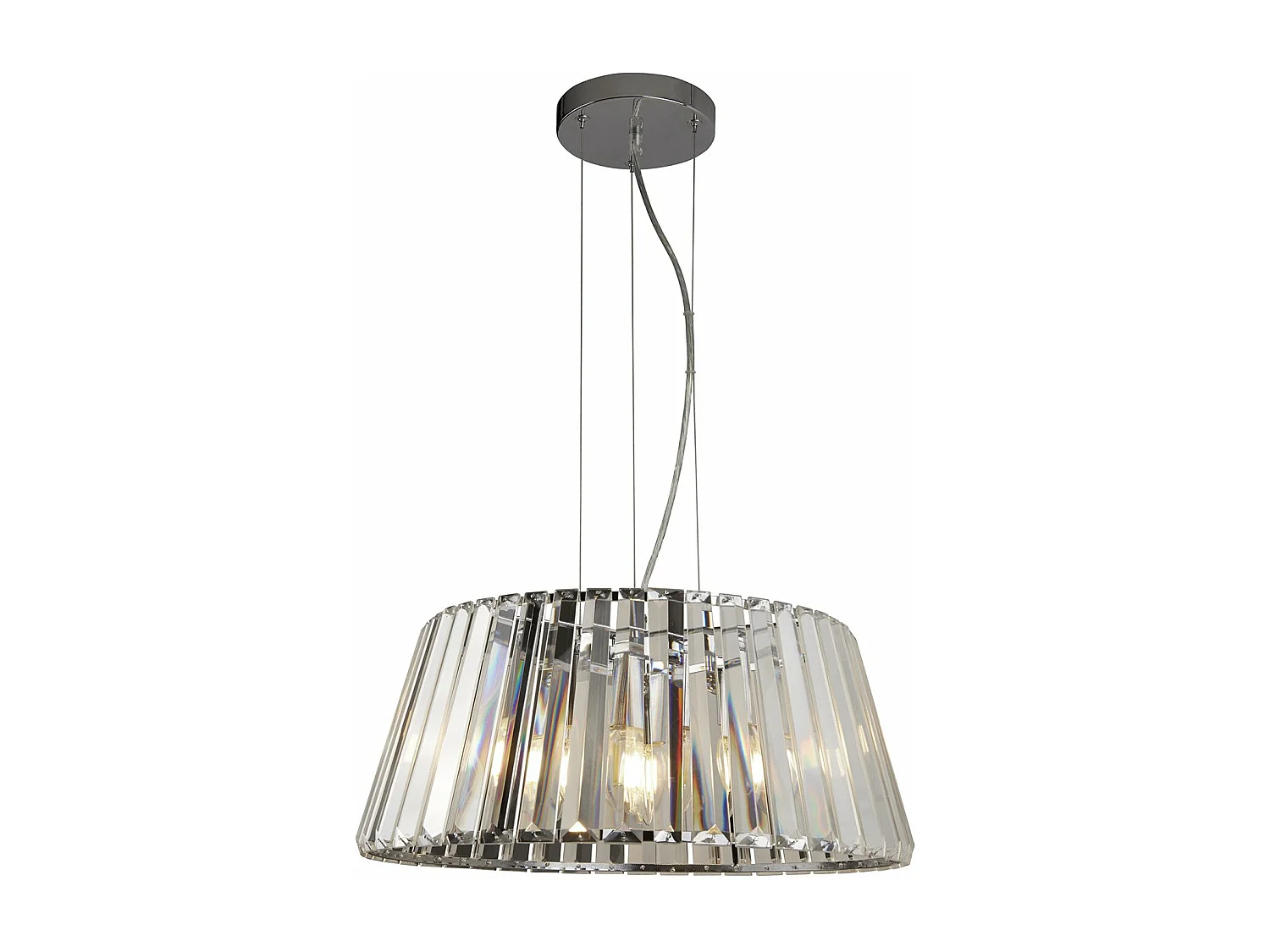 Lampadario Contemporaneo Tiara Acciaio Cromo Vetro Trasparente 5 Luci E14