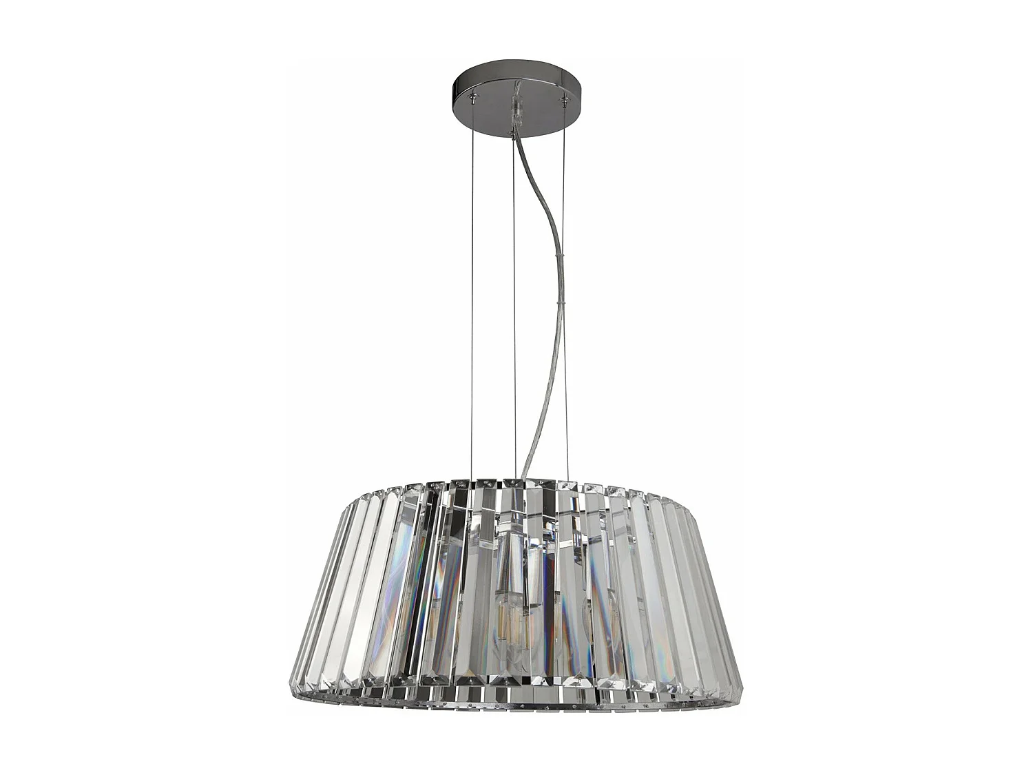 Lampadario Contemporaneo Tiara Acciaio Cromo Vetro Trasparente 5 Luci E14