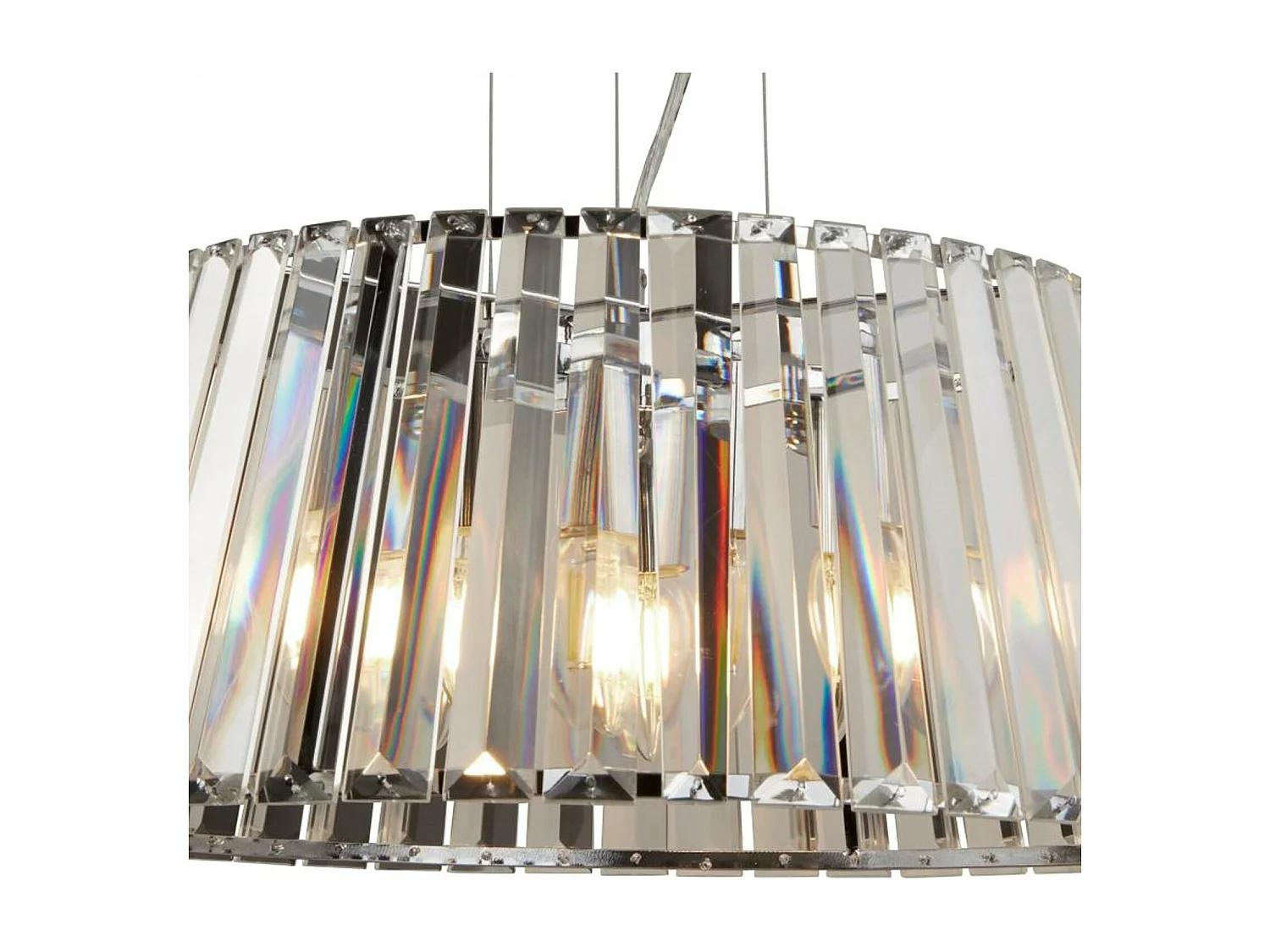 Lampadario Contemporaneo Tiara Acciaio Cromo Vetro Trasparente 5 Luci E14