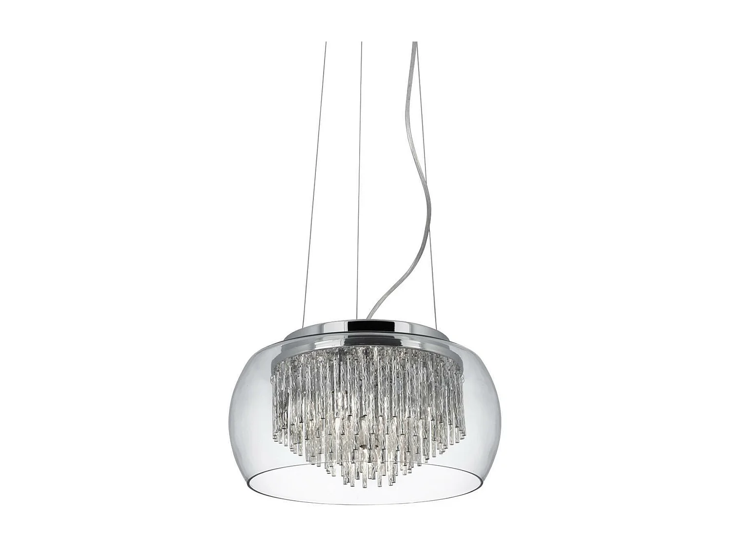 Searchlight Curva - Sospensione a soffitto a 4 luci cromo, vetro, G9