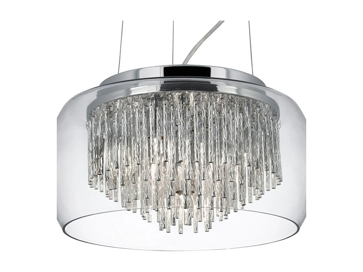 Searchlight Curva - Sospensione a soffitto a 4 luci cromo, vetro, G9