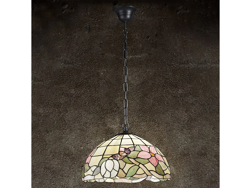 Sospensione Tiffany Vetro Multicolor Scuro 1 Luce E27