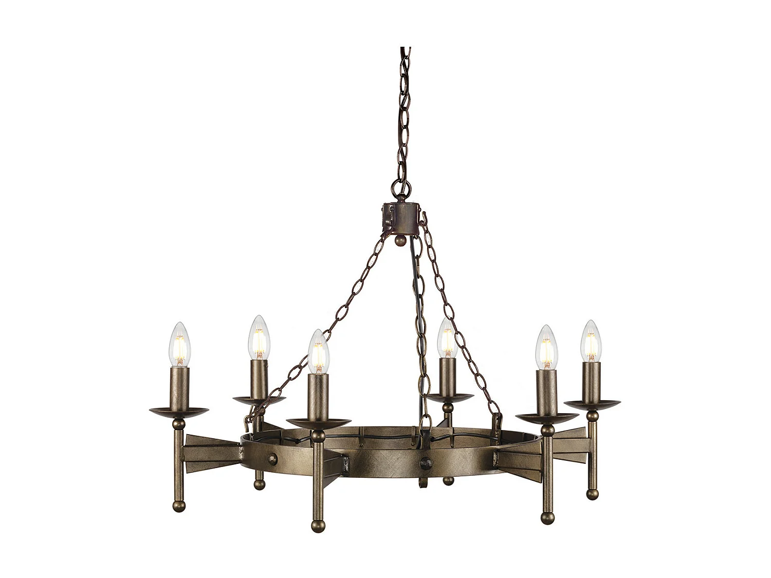 Elstead Cromwell 6 ljus ljuskrona gammal bronsfinish, E14