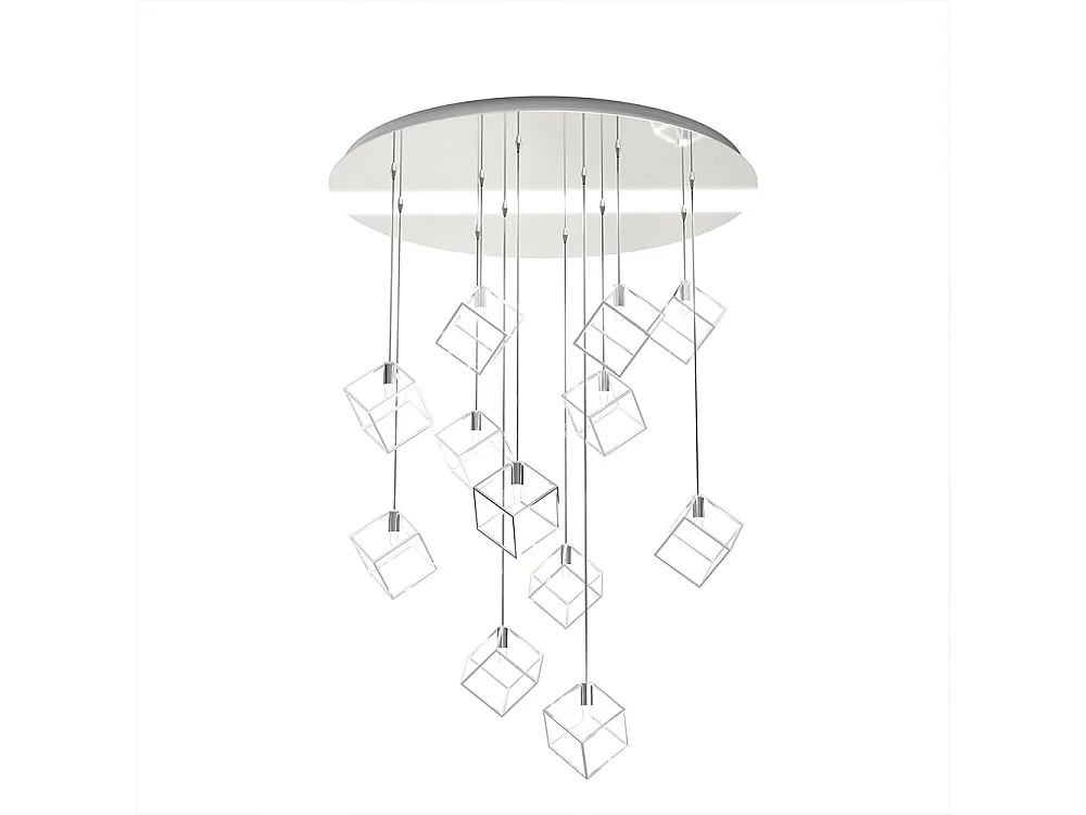 Sospensione Moderna Frame Metallo Cromo 12 Luci G9