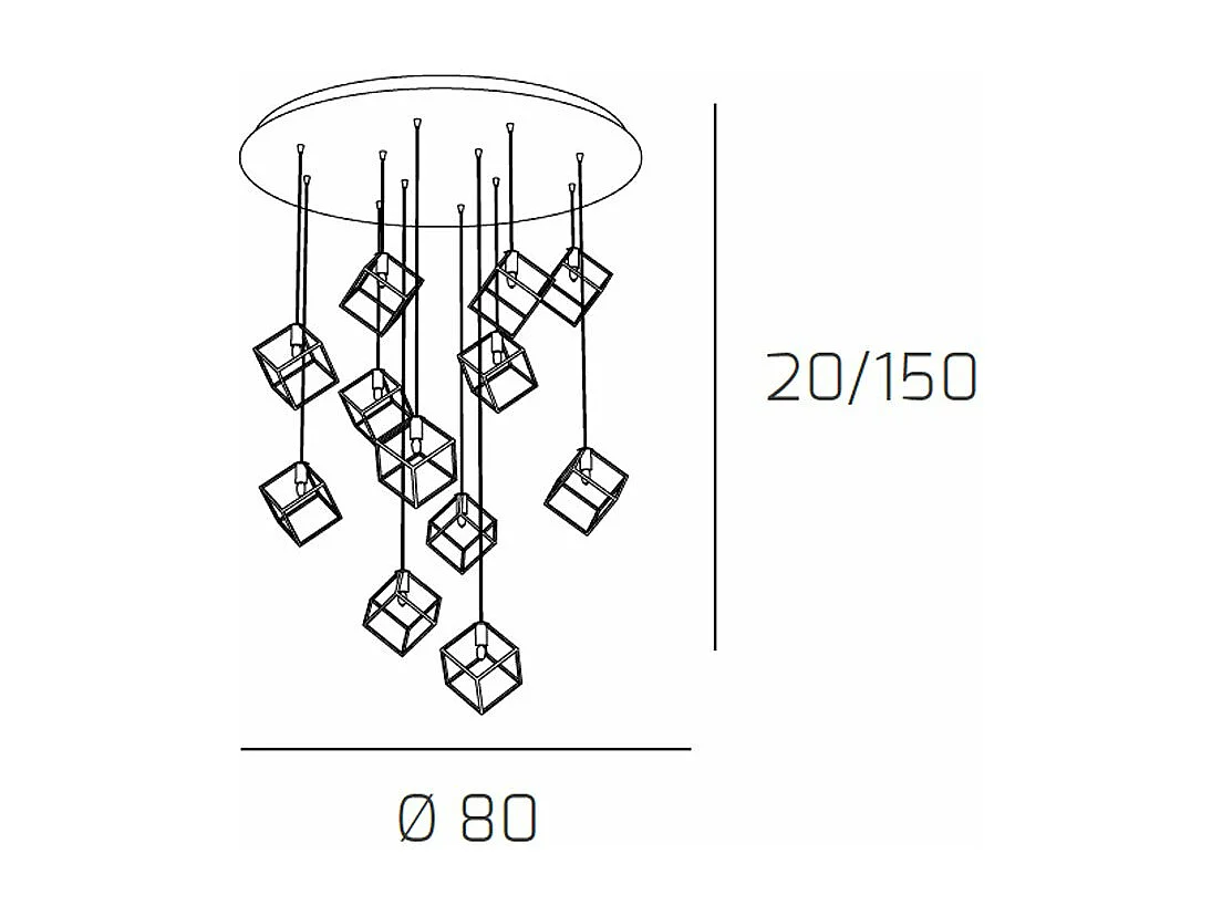 Sospensione Moderna Frame Metallo Cromo 12 Luci G9