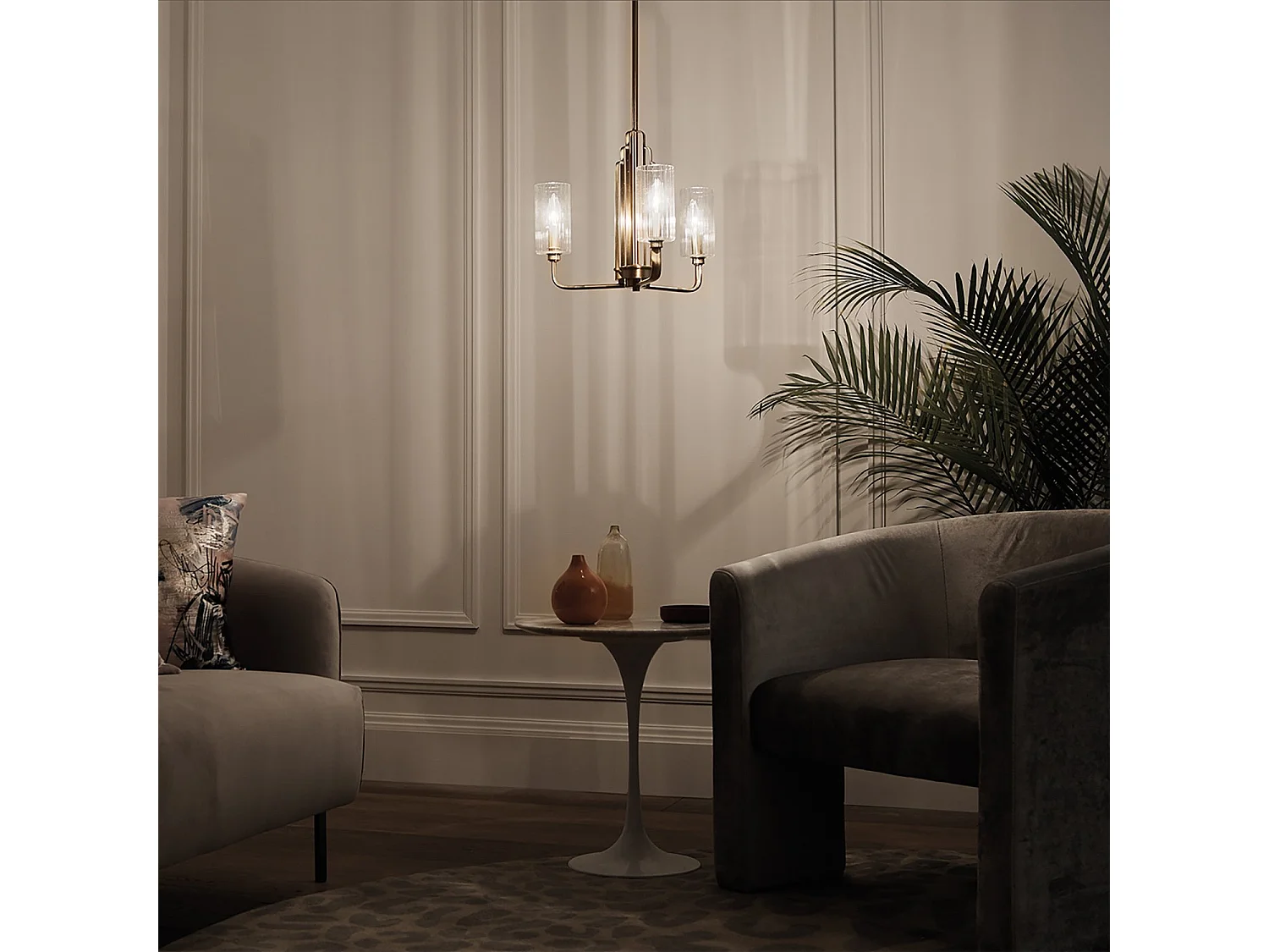 Elstead Kichler Kimrose Mehrarmige Deckenleuchte aus gebürstetem Naturmessing