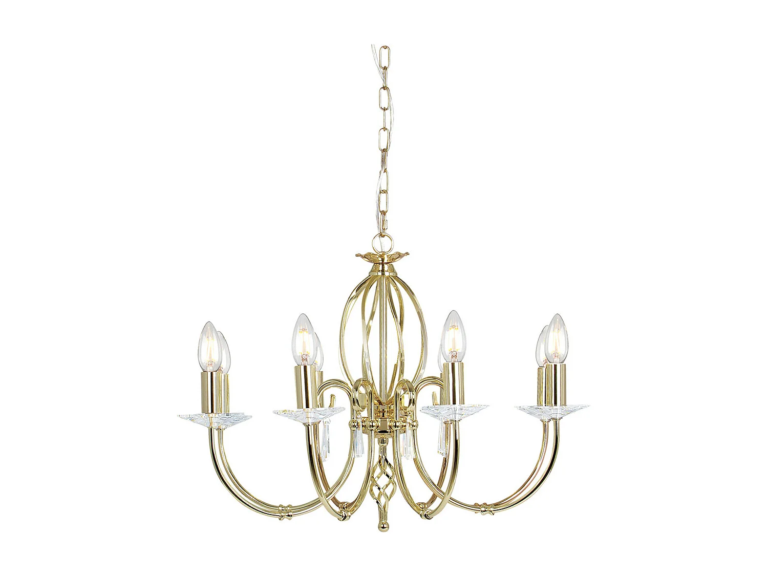 Elstead Aegean 8 ljus ljuskrona polerad mässing, E14