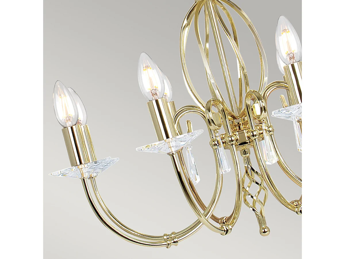 Elstead Aegean 8 ljus ljuskrona polerad mässing, E14