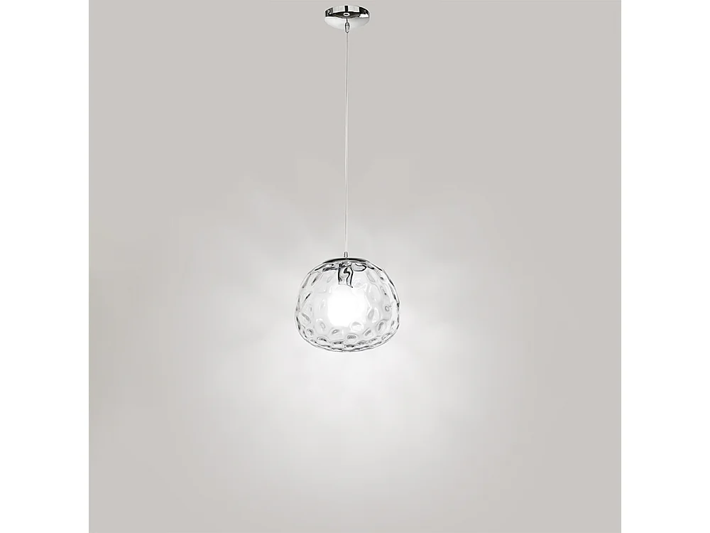 Sospensione Contemporanea Ufo Metallo Cromo Vetro Trasparente 1 Luce E27 D30