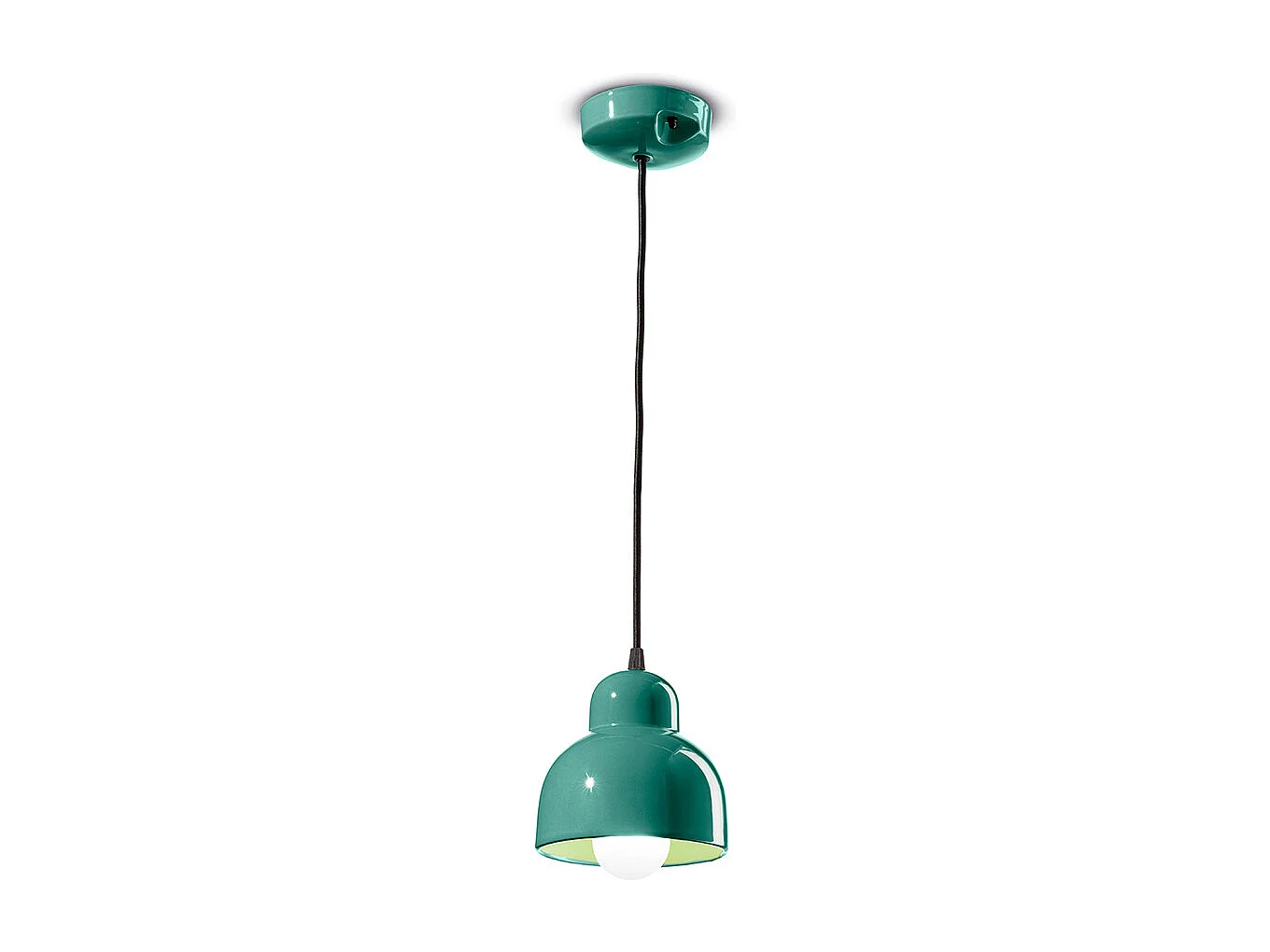 Lampadario Vintage Decò Berimbau Ceramica Turchese 1 Luce E27