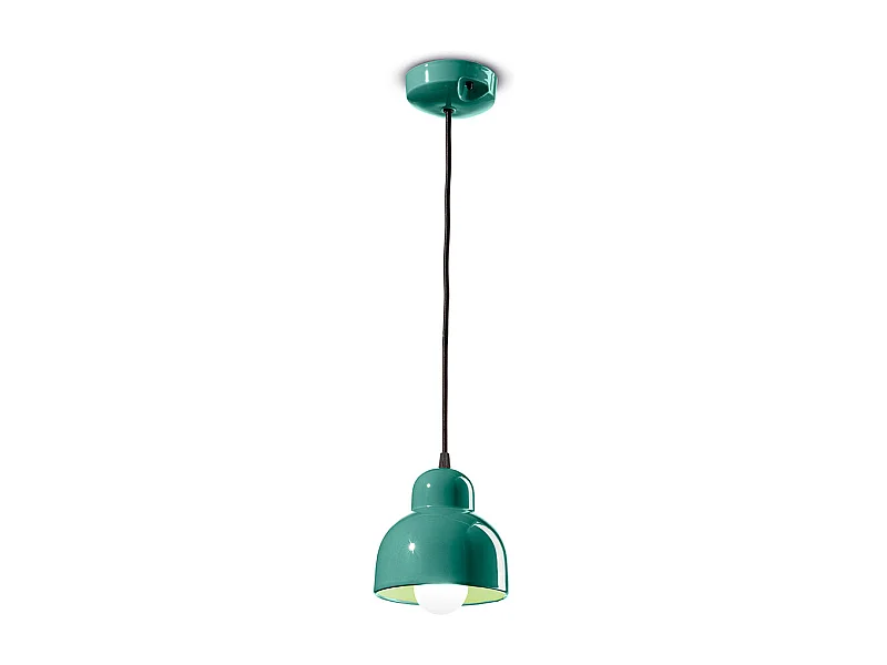 Lampadario Vintage Decò Berimbau Ceramica Turchese 1 Luce E27