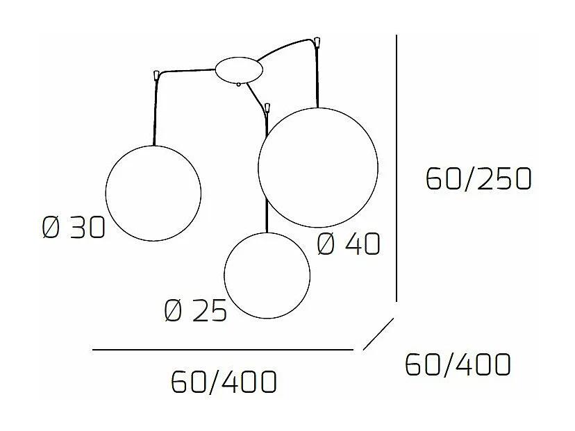 Sospensione Contemp Glitter Metallo Cromo Vetro Soffiato Trasp 3 Luci E27 Mix