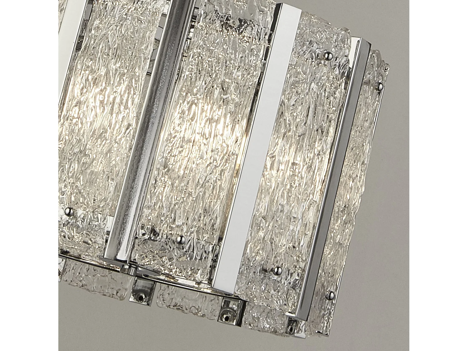 Searchlight ALEXANDRA - Sospensione a soffitto a 5 luci in argento satinato con vetro Aquatex, barre di metallo