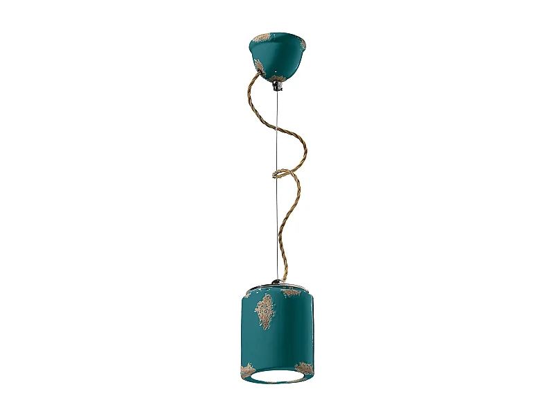 Lampadario Vintage Ceramica Verde 1 Luce E27