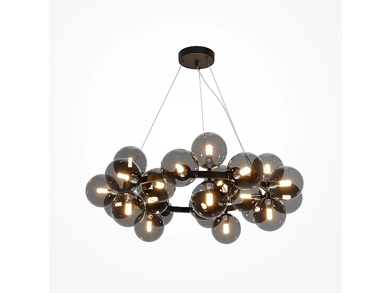 Maytoni Dallas Moderna lámpara de techo colgante de globo de 25 luces, color negro, pantalla ahumada, G9