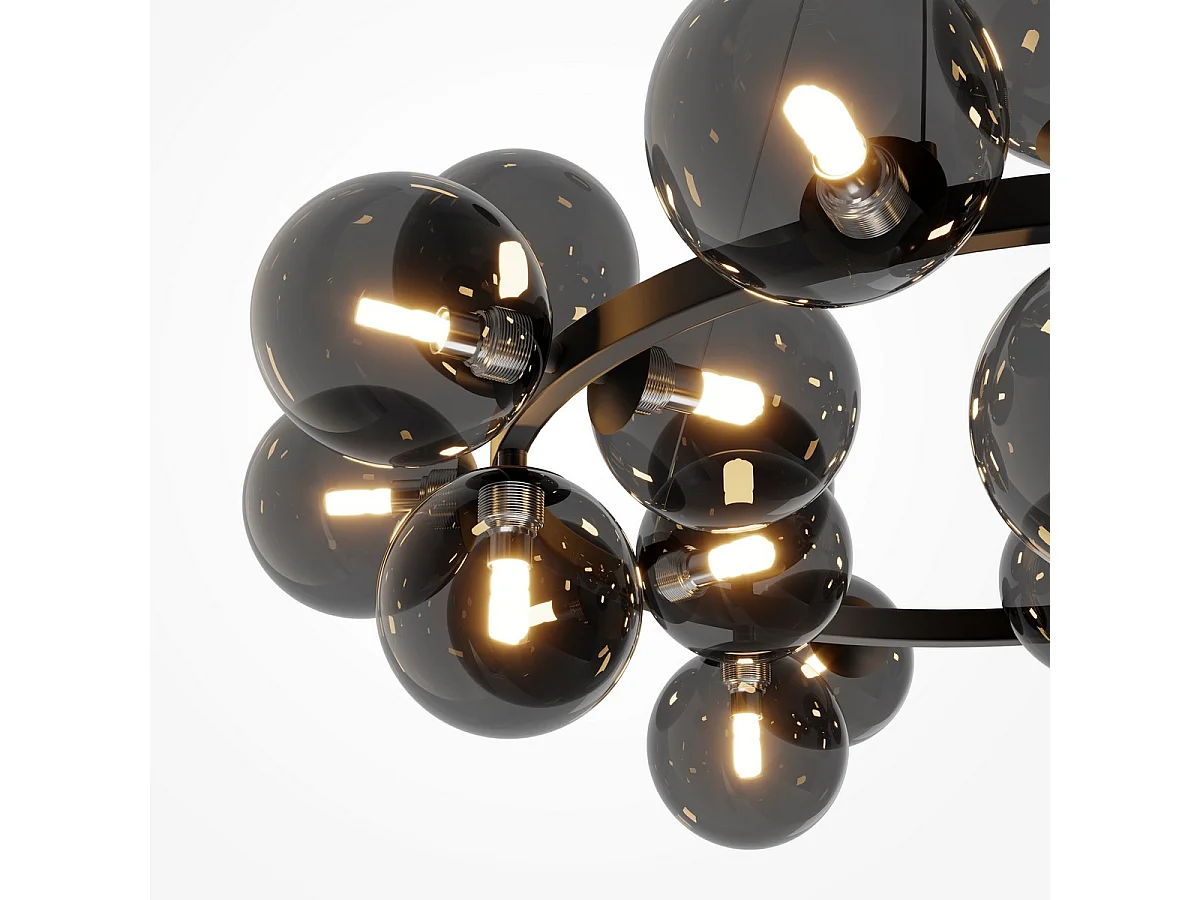 Maytoni Dallas Moderna lámpara de techo colgante de globo de 25 luces, color negro, pantalla ahumada, G9
