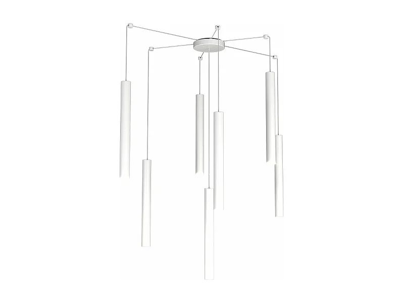 Round Tube Sospensione 7 Luci Bianco Cavo Cm.250 Con Base