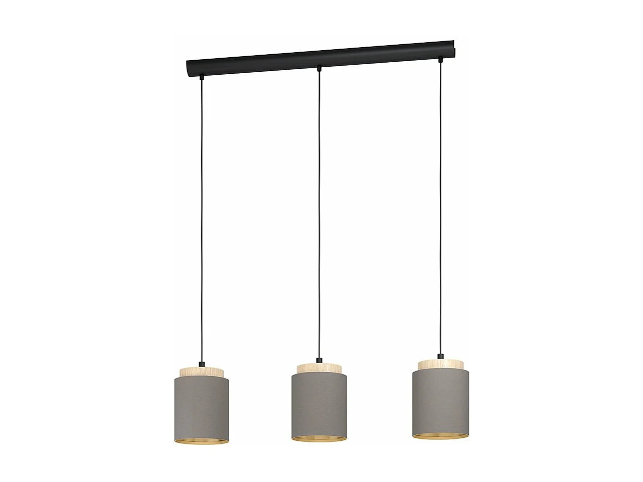 Lampadario Industrial Albariza 3 Luci Metallo Nero E Marrone