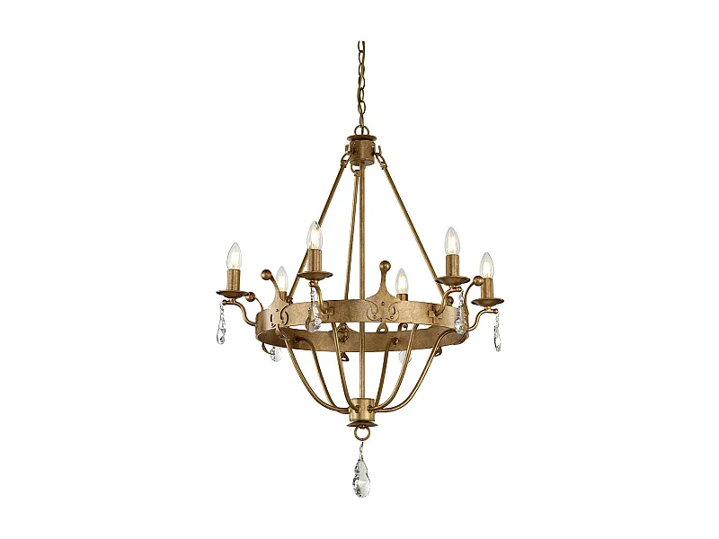 Elstead Windsor - Lampadario a 6 luci finitura oro, attacco E14