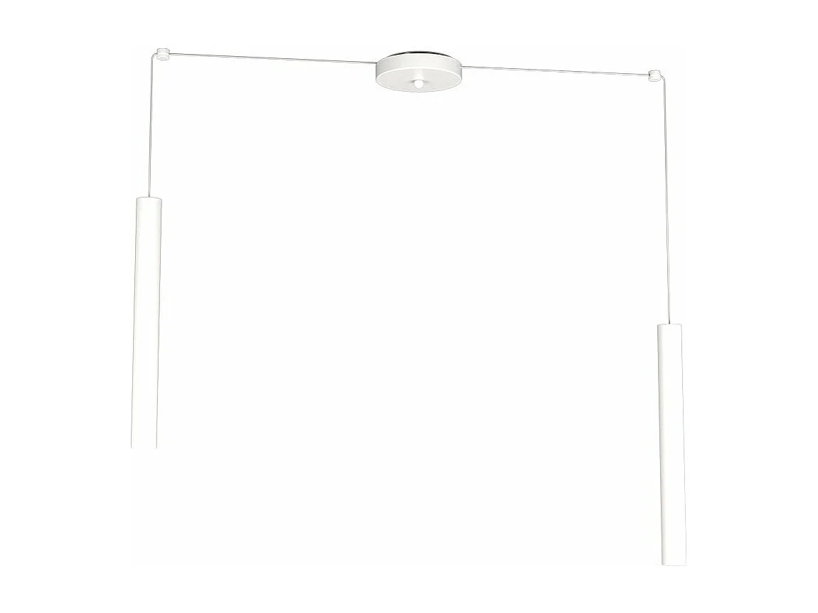 Sospensione Moderna Round Tube Metallo Bianco 2 Luci Gu10