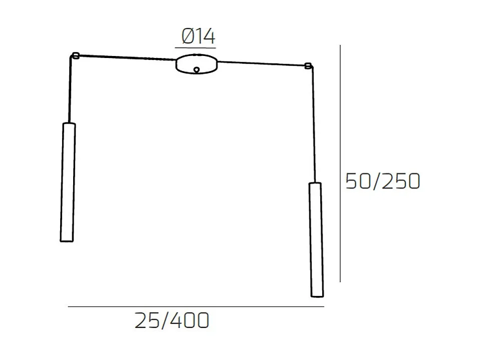 Sospensione Moderna Round Tube Metallo Bianco 2 Luci Gu10