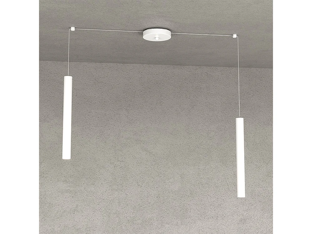 Round Tube Sospensione 2 Luci Bianco Cavo Cm.250 Con Base